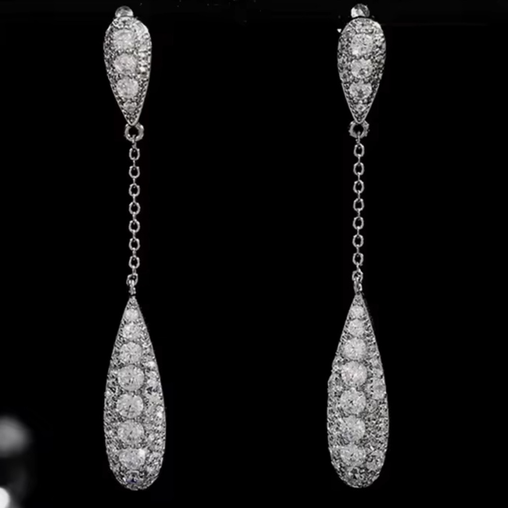 14k 3.5ct Art Deco Dangle Earrings - Picture 3 of 11